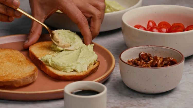 Step 4.1: Spread the whipped avocado generously onto the toasted sourdough slices