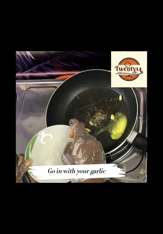 Step 1.5: In a pan, add some olive oil or butter on medium heat and fry your garlic till golden brown and chop to tiny bits
