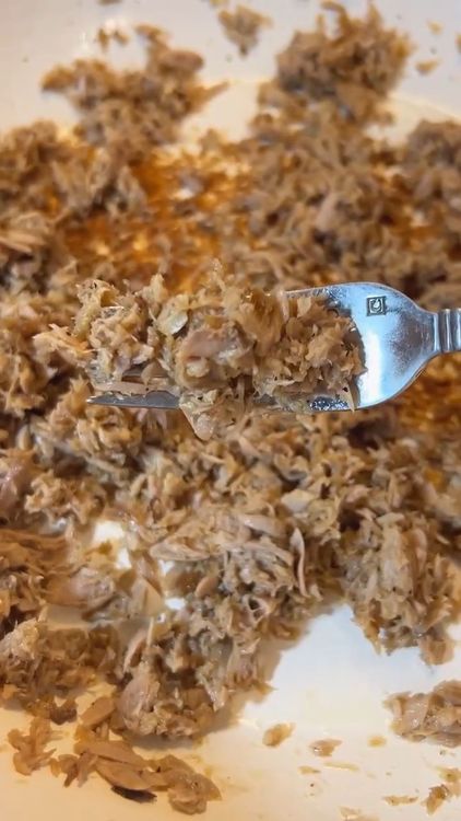 Step 1.1: Break up the tuna and cook until it is golden