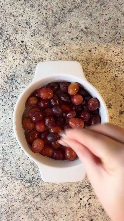 Step 1.1: Place the grapes in a small baking dish