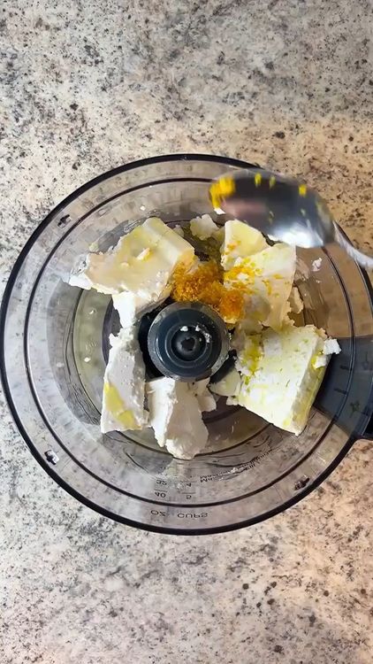 Step 2.1: In a food processor, add the feta cheese, olive oil, orange zest, and apple syrup