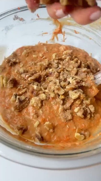 Step 1.1: Fold in the crushed walnuts