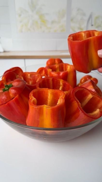 Step 1.1: Cut the tops off the peppers and clean the insides