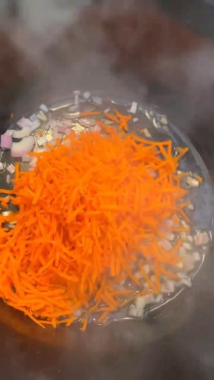 Step 1.1: Add shallots and carrots, and sauté for a few minutes until softened