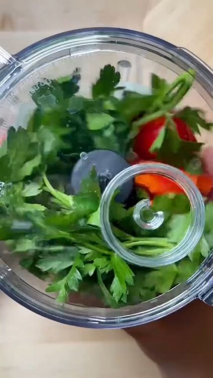 Step 2.1: Grind onions and bell peppers in a food processor