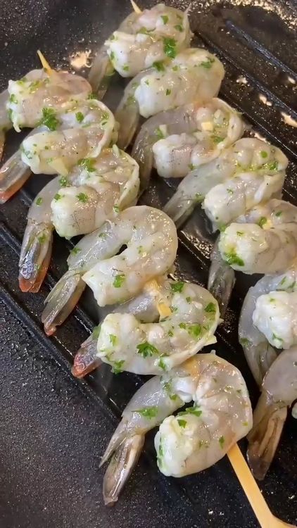 Step 1.1: Cook the shrimp skewers on the barbecue for about 15 minutes, turning occasionally until the shrimp are opaque and cooked through
