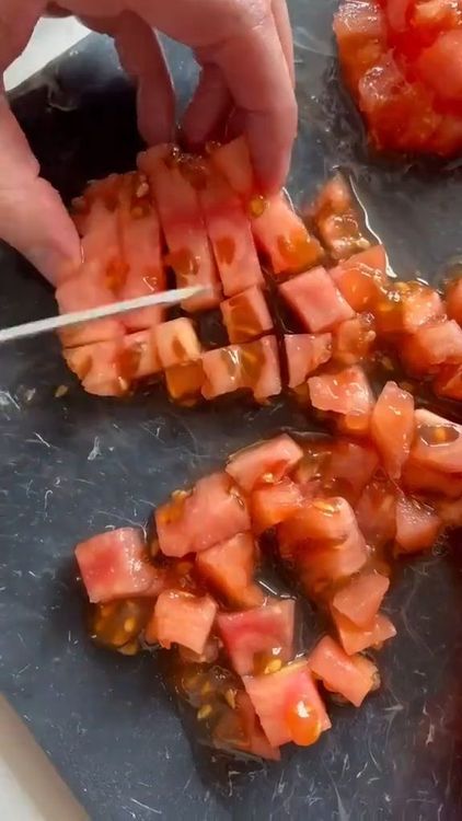 Step 1.1: Carve out the flesh from the tomato slices