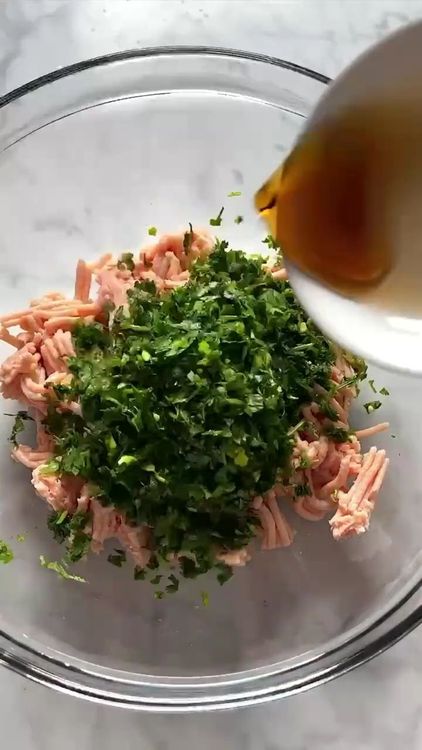 Step 1.1: Mix the garlic and ginger mixture with ground chicken until well combined