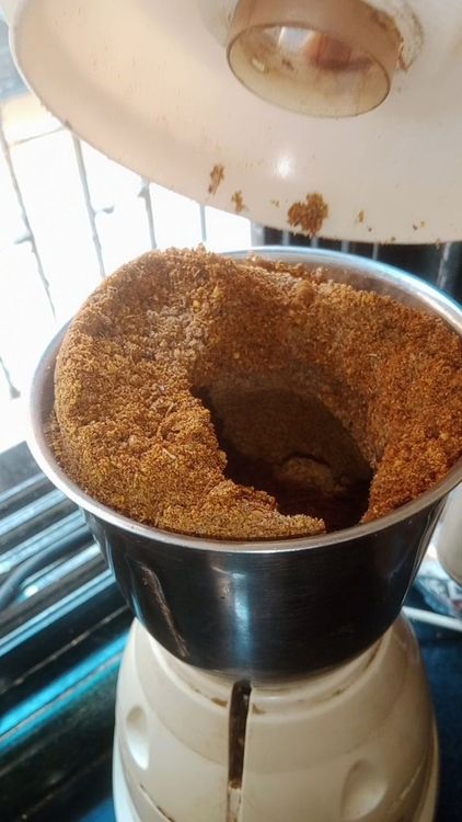 Step 1.1: Grind the roasted ingredients into course powder
