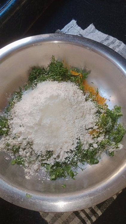 Step 1.2: Add the spices mentioned above with bajra - wheat - rice flour 
