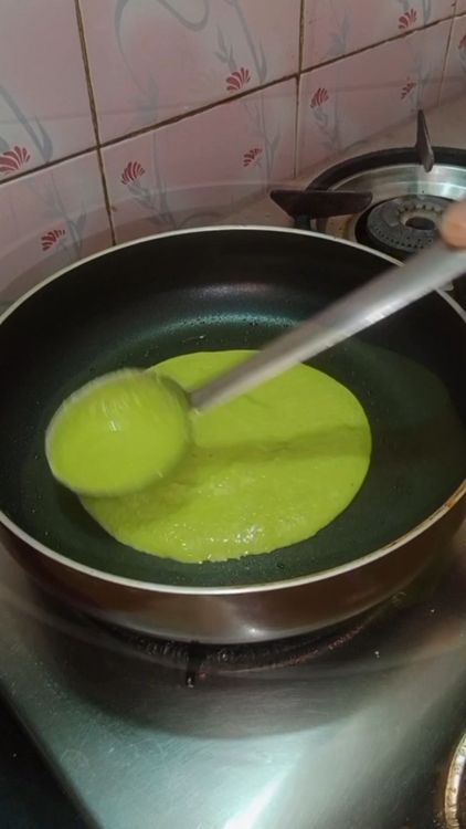 Step 1.1: Heat pan , Grease some oil, add a ladle and cook both the sides till it gives brown spots