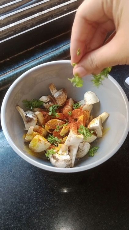 Step 1.1: Take the mushrooms in a deep bowl