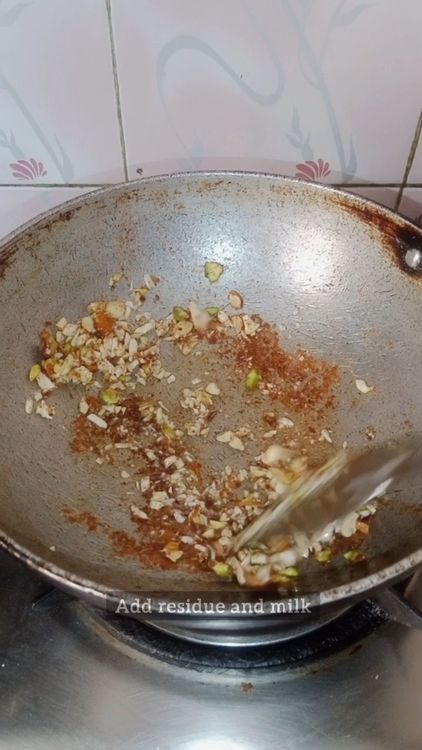 Step 1.1: Heat a pan and add ghee , toss dryfruits of your choice which is finely chopped for few seconds on low flame