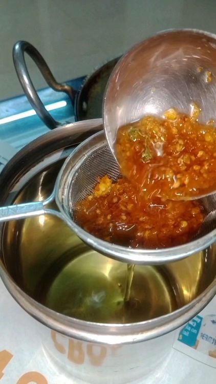 Step 1.1: Ghee residue is the leftover milk solids that remain at the bottom of the pan after making ghee