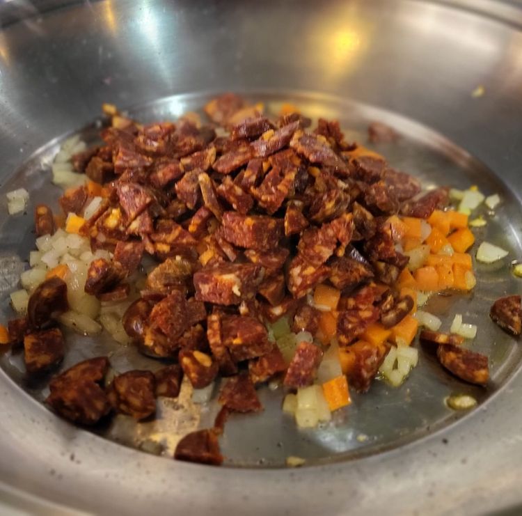 Step 1.2: Heat a large pan and add vegetable oil