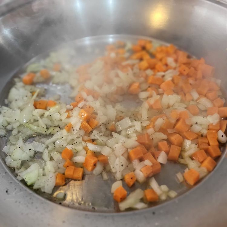 Step 1.1: Heat a large pan and add vegetable oil