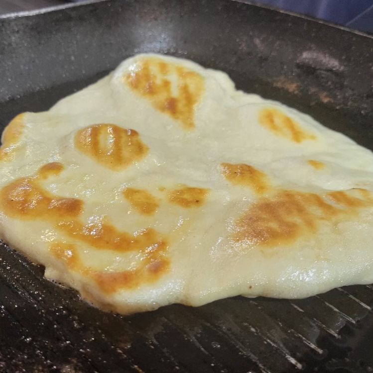 Step 1.1: Roll each gyro about 5mm thick, then heat a griddle pan to medium heat