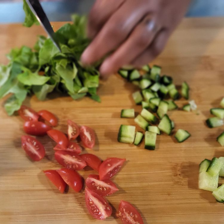 Step 2.1: In the meantime, have your salad and cheese ingredients ready