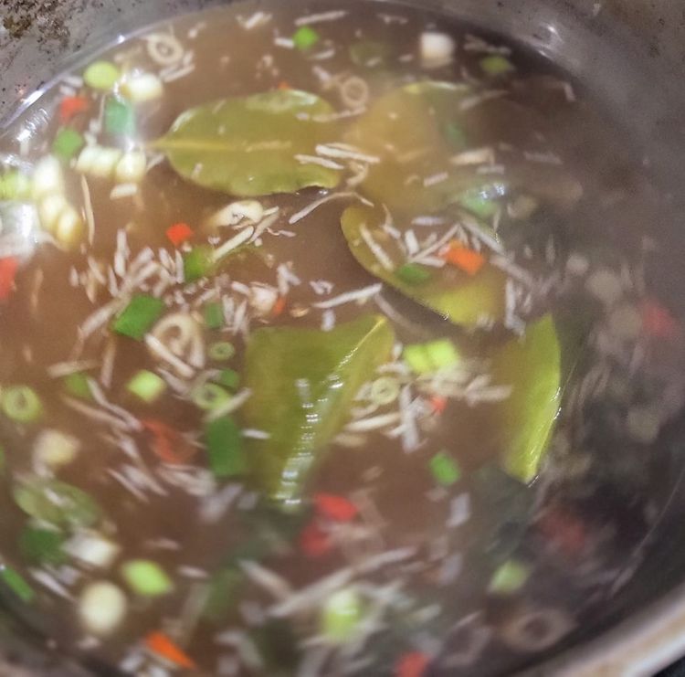 Step 1.1: Prepare the broth: Bring chicken stock to a boil in a medium pot