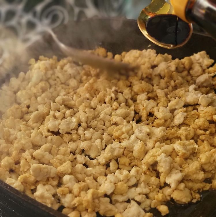 Step 1.2: Heat a pan, add a little vegetable oil, then sauté the chicken mince