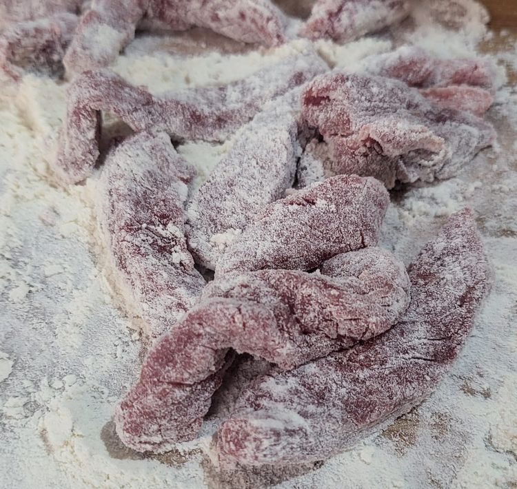 Step 1.2: Season the beef strips with a little salt and pepper