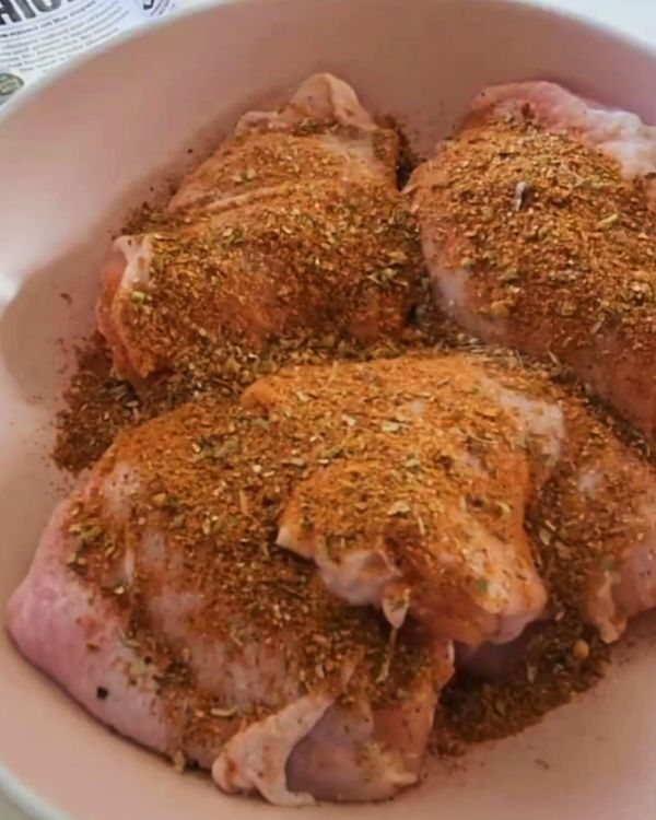 Step 1.1: Add the chicken thighs, ensuring they are evenly coated in the marinade