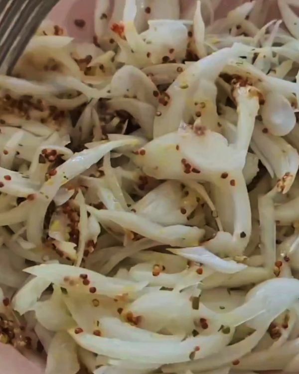 Step 3.1: In the same skillet, add the remaining 1 tbsp of oil and the sliced onions