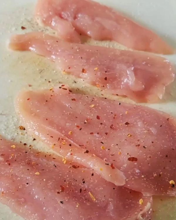 Step 1.1: Slice each breast in half horizontally to create thin pieces