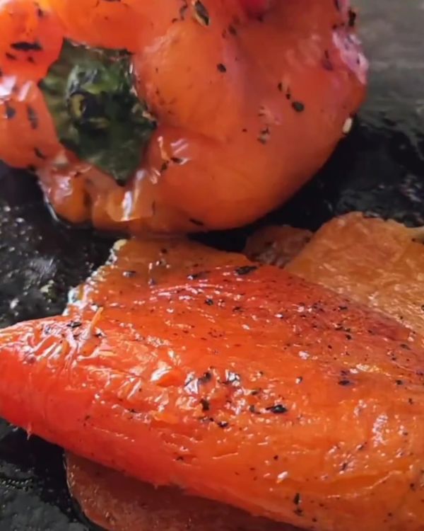 Step 1.2: Allow the peppers to cool, then peel off the charred skin