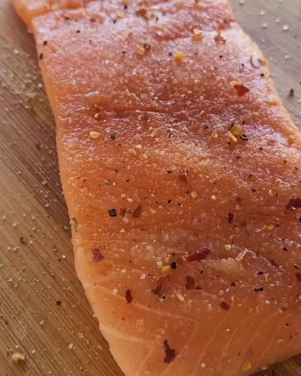 Step 1.1: Pat the salmon fillets dry and rub generously with smoked paprika, herb mustard seasoning, dried fireball peppers, and salt