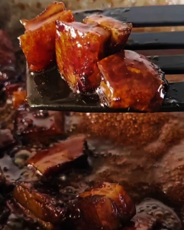 Step 1.1: In the same pan, add the pork belly cubes