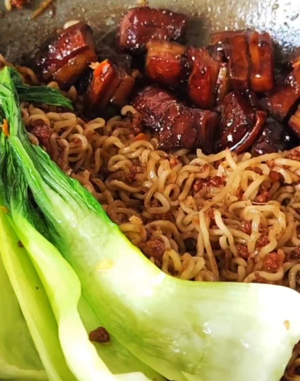 Dan Dan Noodles with Paneer and Pork Belly recipe