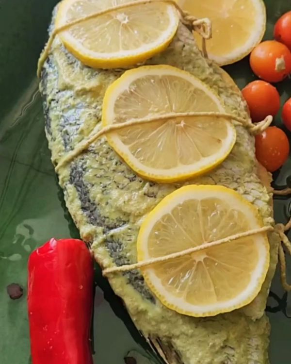Step 1.1: Place the marinated snapper on a baking sheet lined with foil