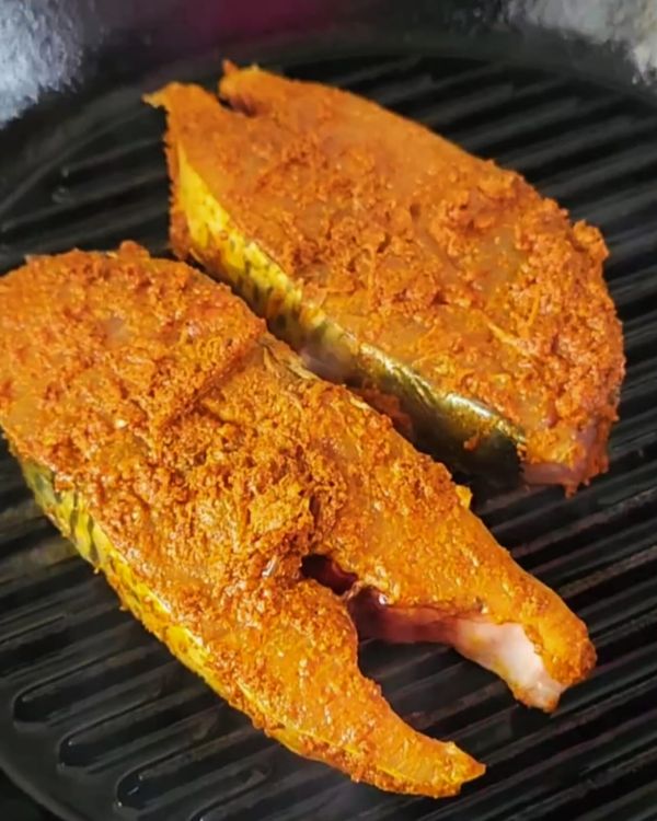 Step 2.1: Sear the marinated kingfish steaks for 2-3 minutes on each side until golden