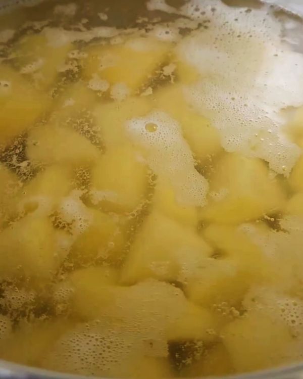 Step 3.1: Boil diced potatoes in salted water for about 10 minutes or until tender