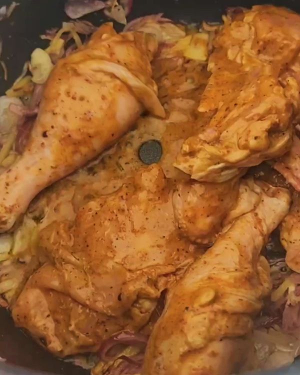 Step 3.1: Add the marinated chicken to the pressure cooker