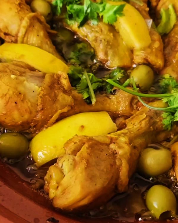 Moroccan Chicken Tagine with Preserved Lemons and Harissa recipe