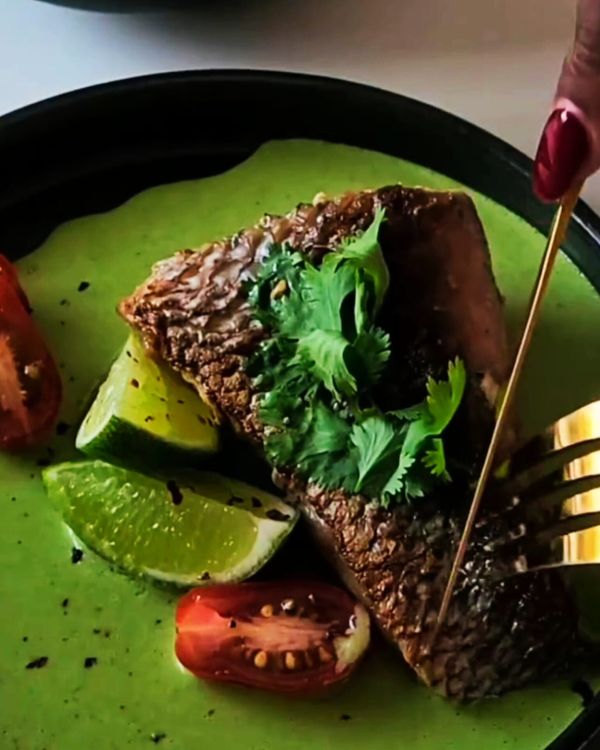 Pan-Seared Red Snapper with Coconut Cilantro Sauce recipe