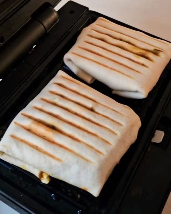 Step 2.1: Place the wrap in the grill and toast for about 5 minutes until the wrap is golden and crispy