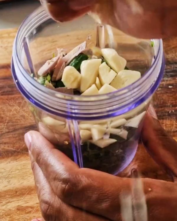 Step 2.1: In a blender or food processor, combine the cilantro, basil, green chilies, garlic, ginger, lime juice, olive oil, and water