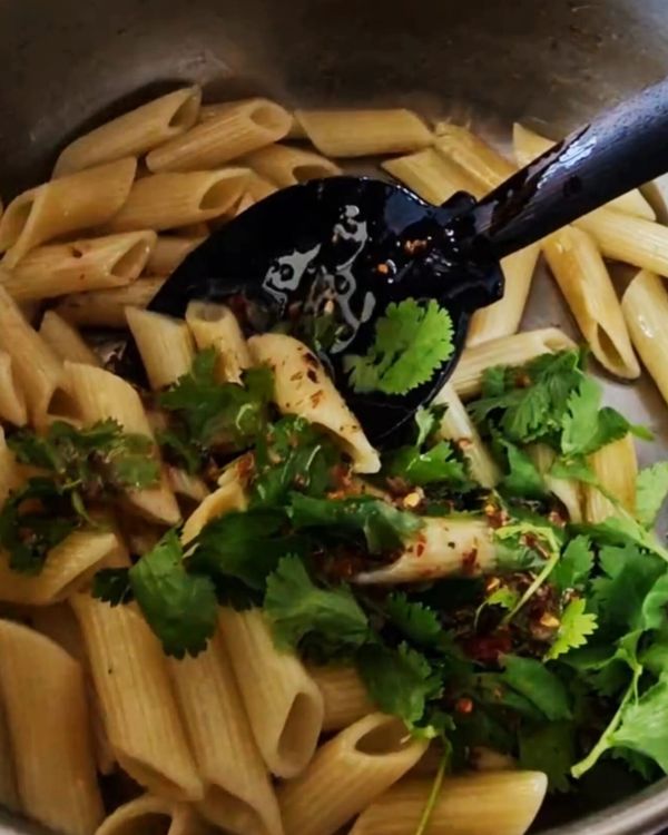 Step 1.1: Drain and toss with lemon zest, lemon juice, black pepper, chili flakes, and coriander