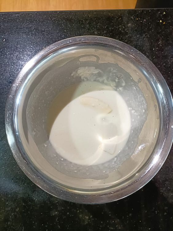 Step 1.1: Mix the flour, sugar, and water to make a wet batter