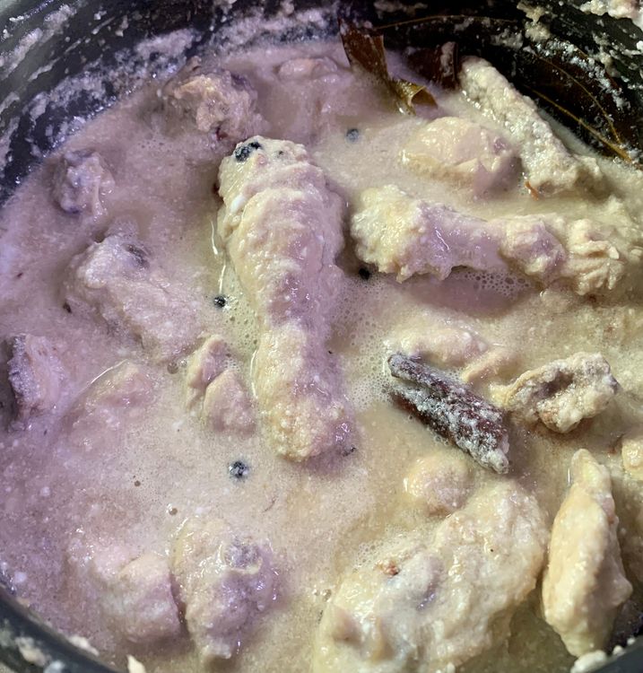 Step 1.1: Add curd and boil; lower the flame, cover and cook until chicken is tender (approx