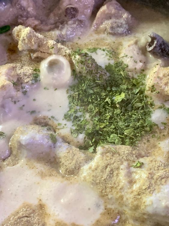 Step 1.2: Add nut paste, salt, green chillies, white pepper powder, kasuri methi, lemon juice and cream