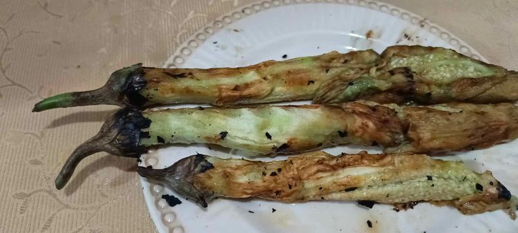 Step 1.1: Peel off the skin of the eggplant