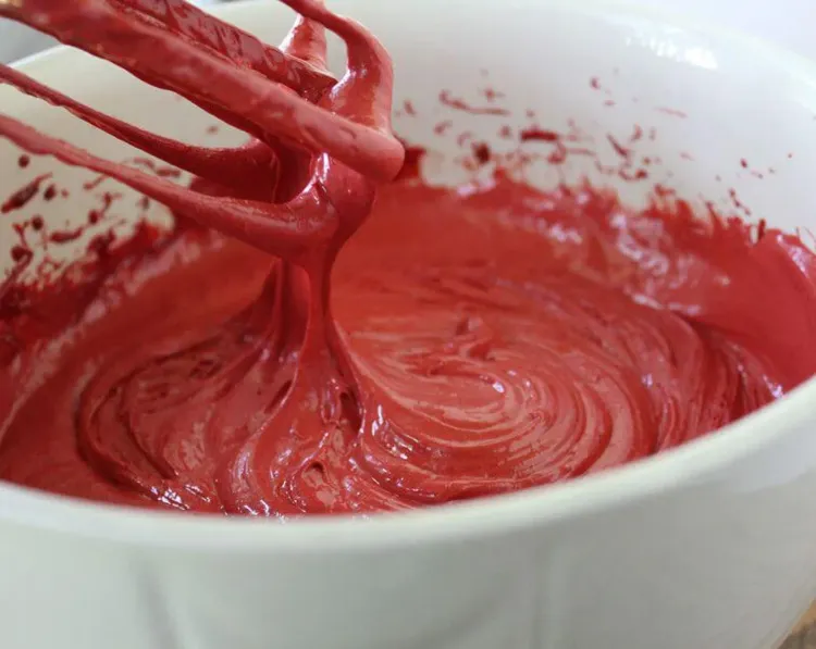 Step 2.1: In a mixing bowl, combine the Red Velvet Cake Mix, Eggs, Vegetable Oil, and Water with a hand mixer