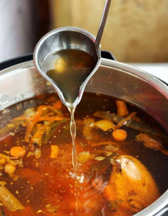 Step 1.1: Pour in enough chicken broth to cover the chicken