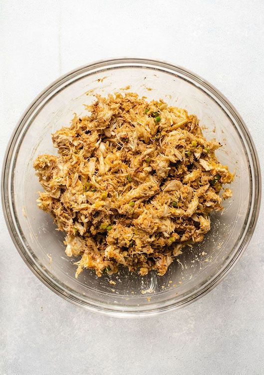 Step 1.1: Shape crab mixture into patties and place on a large plate or baking sheet until ready to fry