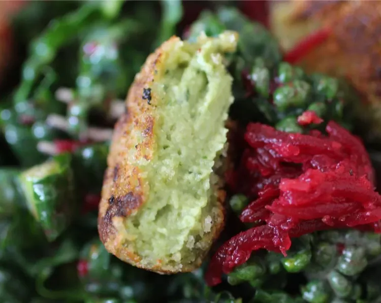 Step 3.1: Serve the salad with fried cheese balls on top