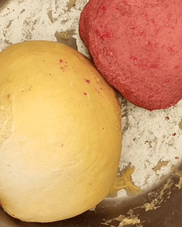 Step 1.1: Knead the dough until smooth, then wrap it in cling film